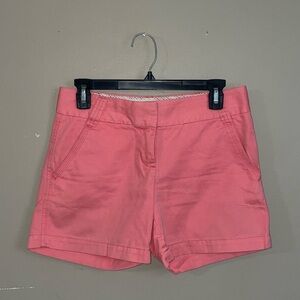 J Crew “City Fit” coral pink “classic twill” chino shorts size 0